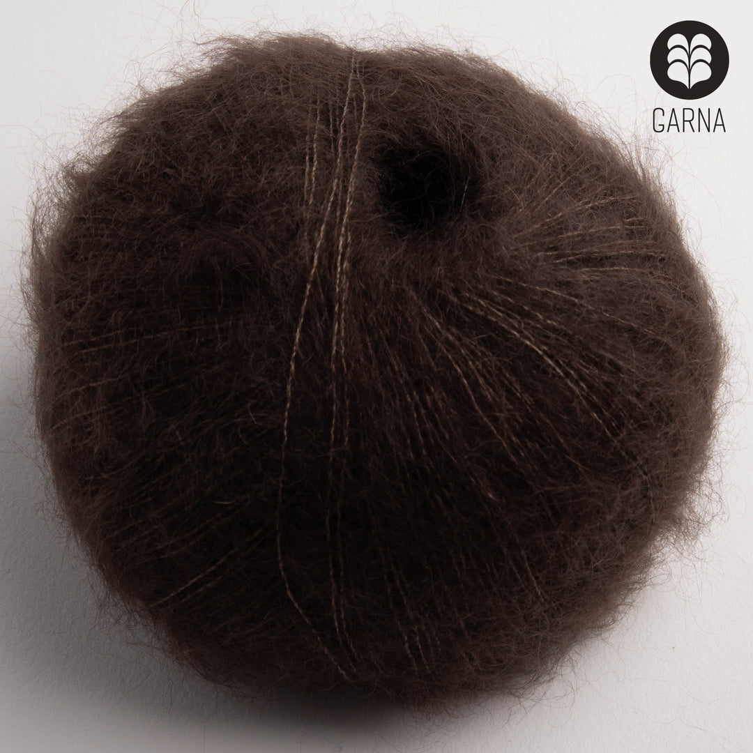 GARNA Cava Seiden-Mohair Garn: 292 Mørkebrun