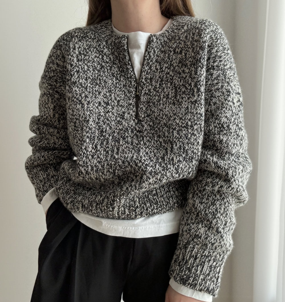 Luna Zip Sweater MORECA KNIT - Garnset (ohne Anleitung) einfarbig
