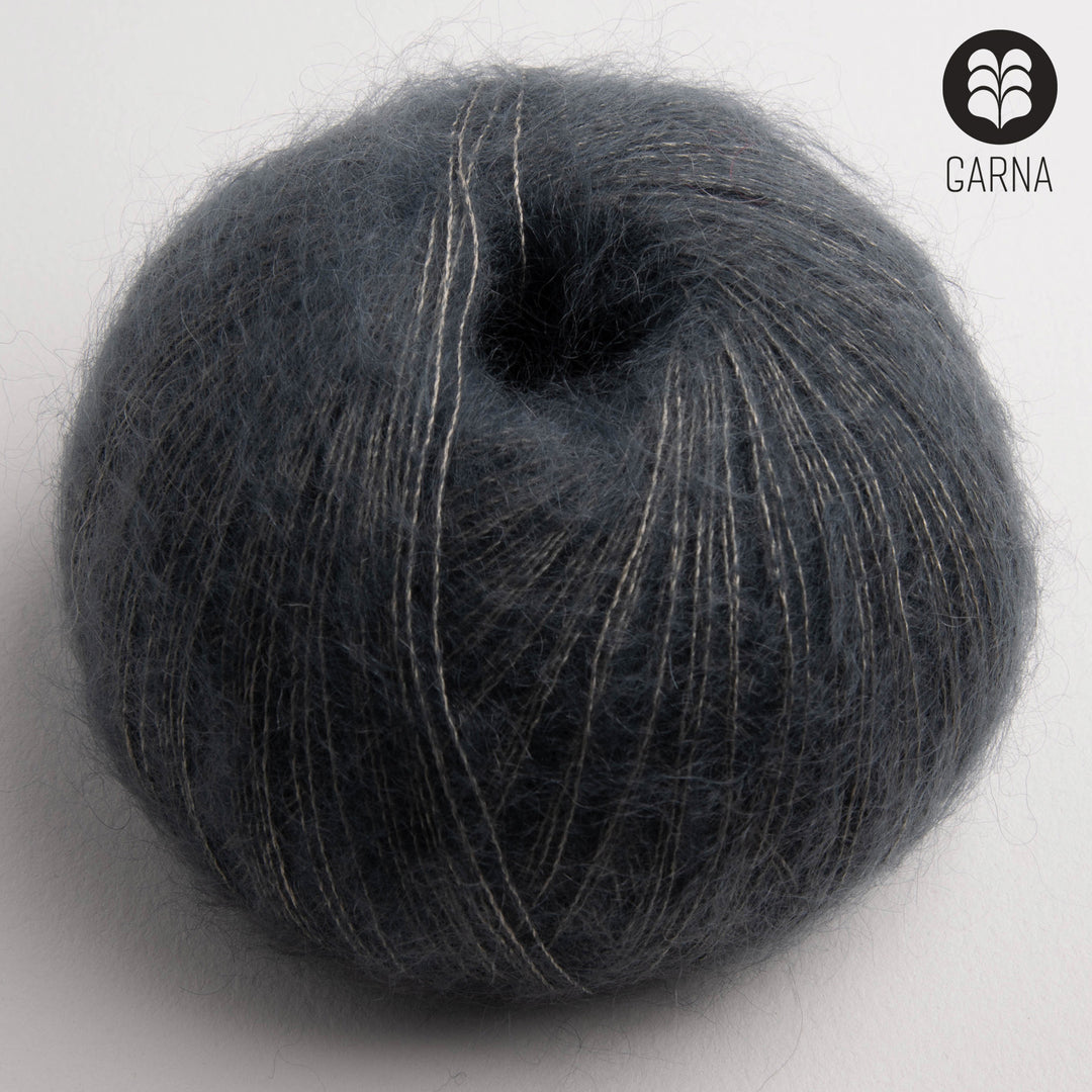 GARNA Cava Seiden-Mohair Garn: 634 Petroleumsgrå